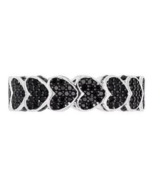 Macy's Black Spinel Pave Hearts Eternity Ring - Size 5